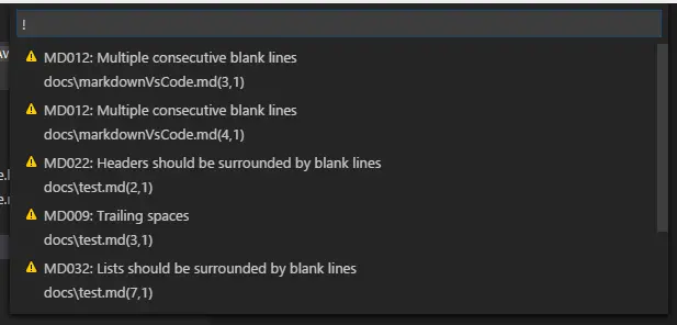Markdown lint errors