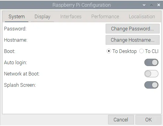 Default raspi-config